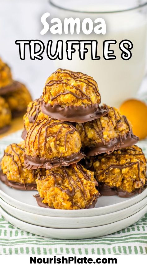 Samoa Truffles Samoa Truffles Recipe, Samoa Truffles, Homemade Samoas, Xmas Baking, Truffles Recipe, Wafer Cookies, Almond Bark, Truffle Recipe, Cookie Flavors