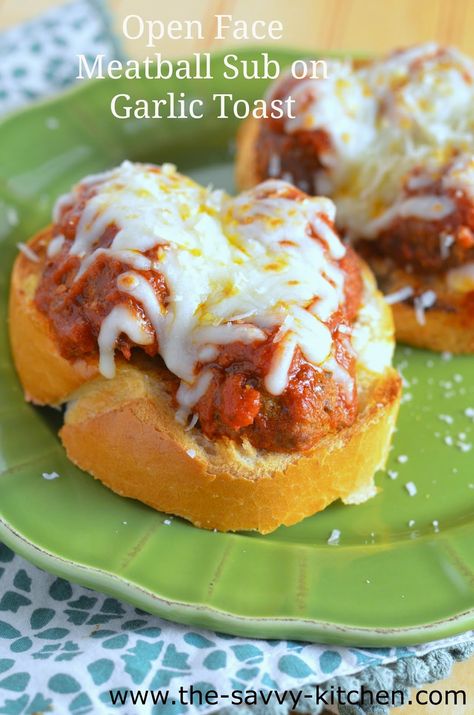 Open Faced Meatball Sandwich, Open Face Meatball Subs, Garlic Toast Meatball Sandwich, Open Face Meatball Sandwich, Open Face Sandwiches Recipes, Amazing Meatballs, Italian Sides, Open Faced Sandwich Recipes, Breaded Meatballs