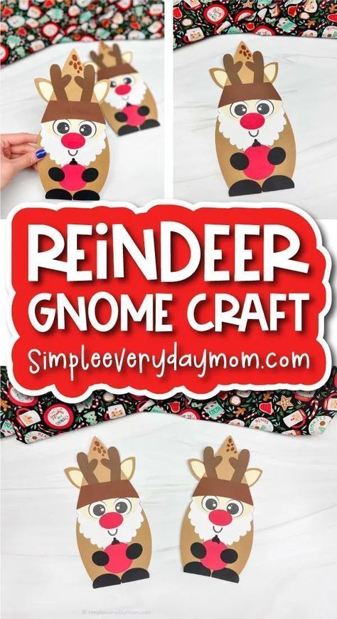 Unleash the holiday cheer with this adorable reindeer gnome craft designed especially for kids! Using the free template, let the little ones create their very own charming reindeer gnome, perfect for seasonal decorations or imaginative play. This fun and easy craft sparks creativity and festive joy, making for a delightful activity this holiday season! Get crafting, and let the magic begin! Reindeer Gnome, Christmas Activity For Kids, Gnome Craft, Space Crafts For Kids, Bee Crafts For Kids, Mom Crafts, Christmas Books For Kids, Paper Plate Crafts For Kids, Festive Crafts