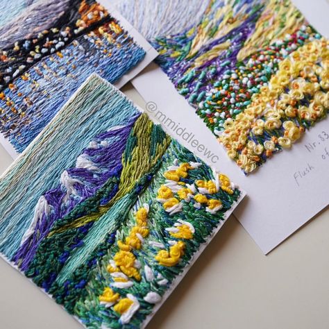 Embroidered Landscapes, Embroidered Photographs, Embroidery Paper, Diy Embroidery Patterns, Stitching Techniques, Textile Designs, Thread Painting, Creative Embroidery, Instant Film