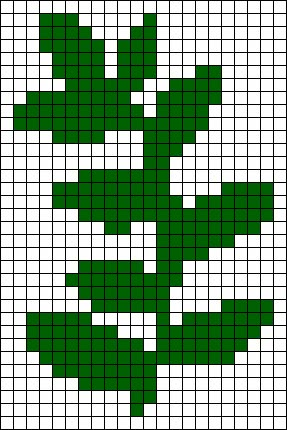 Leaf Tapestry Crochet, Crochet Grid Flower, Fern Cross Stitch, Plant Grid Pattern, Leaf Alpha Pattern, Pixel Leaf, Leaf Pixel Art, Tapestry Crochet Patterns For Beginners, Cross Stitch Leaf