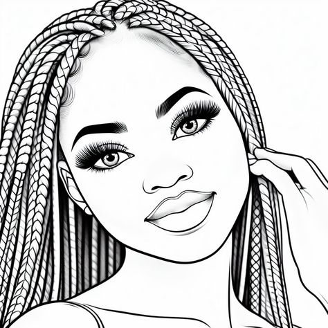 Coloring Pages Black Women, Hair Coloring Pages, African American Coloring Pages, Black Women Coloring Pages, Artwork Diy Paintings, Color Drawing Art, Adult Coloring Designs, African Art Paintings, Silhouette Clip Art