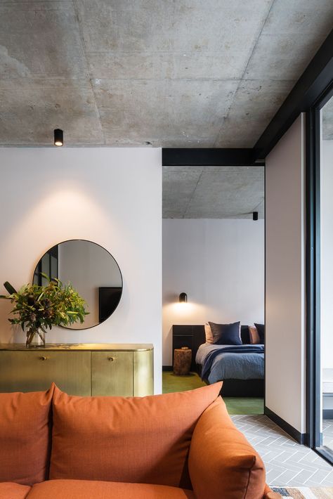 Breathe Architecture — Paramount House Hotel Breathe Architecture, Drawing Room Ideas, Paramount Hotel, Drawing Room Design, Concrete Interiors, Concrete Ceiling, Condo Interior, Drawing Room, Apartment Interior