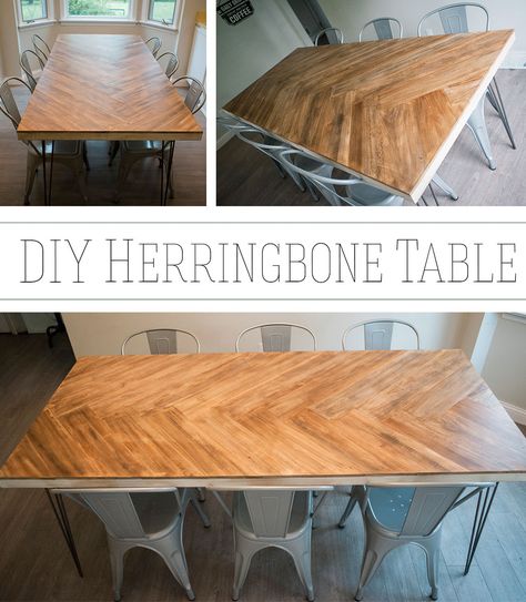 Herringbone Table, Herringbone Kitchen, Diy Dining Room Table, Knots Landing, Diy Kitchen Table, Diy Dining Room, Diy Dining Table, Diy Pool, Diy Artwork