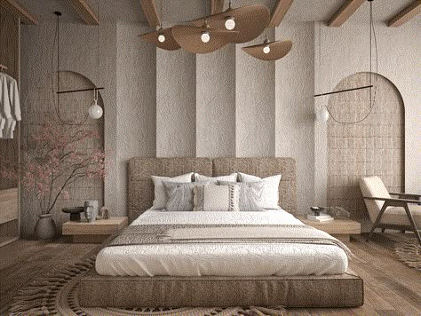 • CGI- Wabi-Sabi style bed room Design on Behance Wabi Sabi Interior Bedrooms, Wabi Sabi Bedroom Design, Bedroom Design Ideas Simple, Simple Bedroom Design Ideas, Bedroom Wabi Sabi, Bedroom Japanese Style, Japandi Style Bedroom, Wabi Sabi Bedroom, Japanese Style Bedroom