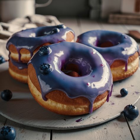 Glazed Blueberry Cake Donuts Ingredients: Donuts: 2 cups all-purpose flour 2 tsp baking powder 1/2 tsp baking soda 1/2 tsp salt 1/2 tsp ground cinnamon 1/4 tsp ground nutmeg 1/2 cup granulated sugar 1/4 cup packed light brown sugar 2 large eggs 1/2 cup buttermilk 1/4 cup sour cream 1 tsp vanilla extract 1/4 cup unsalted butter, melted 1 cup fresh blueberries Glaze: 1 cup powdered sugar 2-3 tbsp milk 1/2 tsp vanilla extract Directions: Preheat oven to 375°F (190°C). Grease a donut pan. In... Blueberry Cake Donuts, Blueberry Donuts, Donut Pan, Blueberry Pancakes, Blueberry Cake, Ground Nutmeg, Cake Donuts, Ground Cinnamon, Packing Light