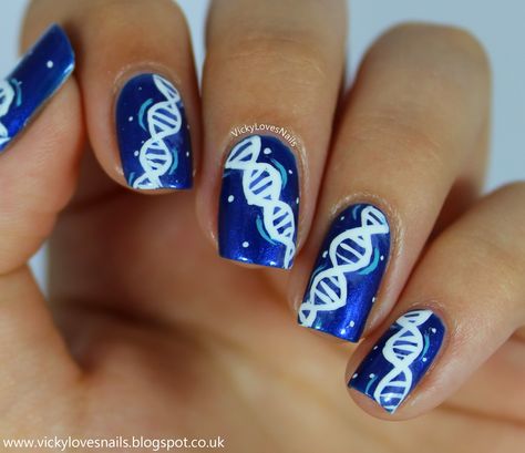 Science/Technology | Vicky Loves Nails Science Themed Nails, Symposium Outfit, Science Nails Art, Biology Nail Art, Science Nails Designs, Chemistry Nails, Anatomy Nails, Biology Nails, Nerd Nail Art