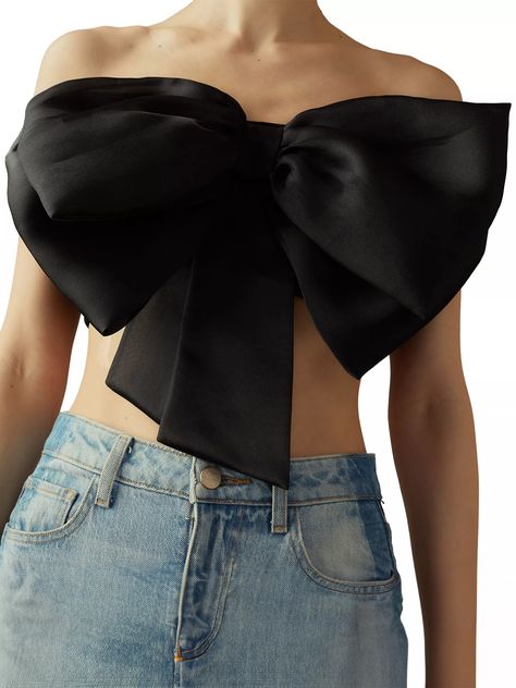 Shop Cynthia Rowley Organza Bow Bandeau Crop Top | Saks Fifth Avenue Big Bow Top Outfit, Bow Top Outfit, Bow Tops Outfit, Bow Bandeau, Top Highlights, Bow Crop Tops, Organza Bow, Bandeau Crop Top, Bow Top