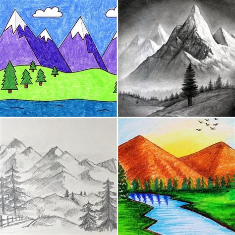 Growing up near the mountains, I always found myself gazing at their majestic beauty and wondering how I could capture them on paper. It all started with a simple line for the horizon and a few triangles for the peaks. Initially, my drawings felt too basic, but I realized that the essence of the mountains was in their simplicity. Gradually, by playing with these simple shapes and adding details like snow caps and trees, my mountain sketches began to breathe life. Eventually, I discovered the ... Snow Mountain Drawing Simple, Attractive Sketches, Easy Mountain Drawing, Mountain Sketches, Mountain Drawing Simple, Draw A Mountain, Mountain Drawings, Valley Drawing, Mountains Drawing