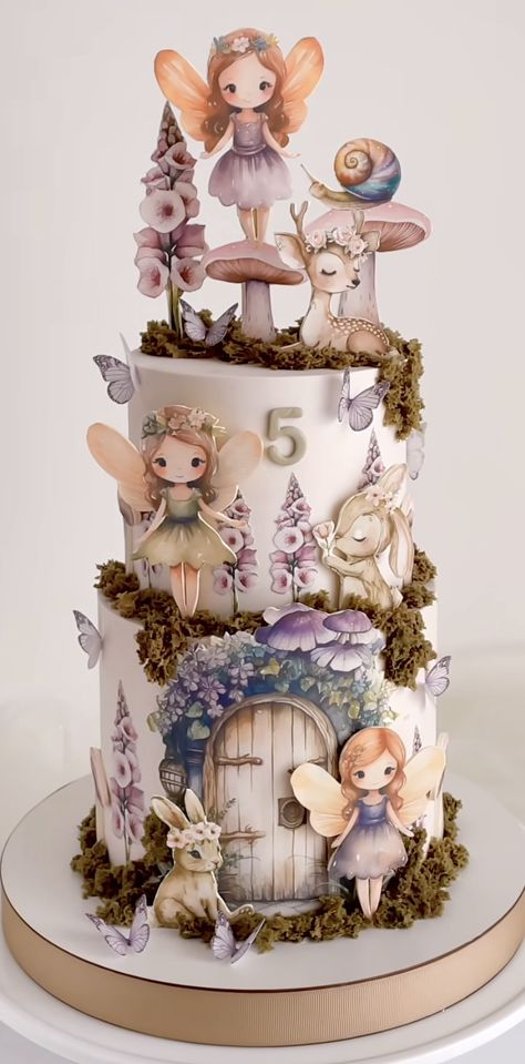 Fairy Cake Design, Fairy Garden Birthday Cake, Garden Birthday Cake, Fairy Garden Cake, Fairy Birthday Cake, Cake Design Inspiration, Carousel Cake, Alice In Wonderland Cakes, Cake Models