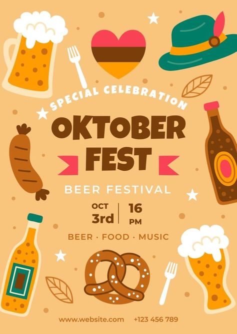 Hand-drawn Oktoberfest Beer Festival Poster Beer Festival Ideas, Oktoberfest Poster Design, Oktoberfest Poster, Oktoberfest Design, Beer Festival Poster, Festival Branding, School Homework, Oktoberfest Beer, Beer Fest