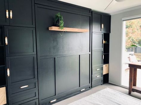 D.I.Y. Murphy bed with built-in wardrobe | Bunnings Workshop community Diy Murphy Bed, Murphy Bed Hardware, Bed Wardrobe, Wardrobe Wall, Bed Hardware, Murphy Bed Diy, Bed Frame Design, Bed Legs, I Gave Up