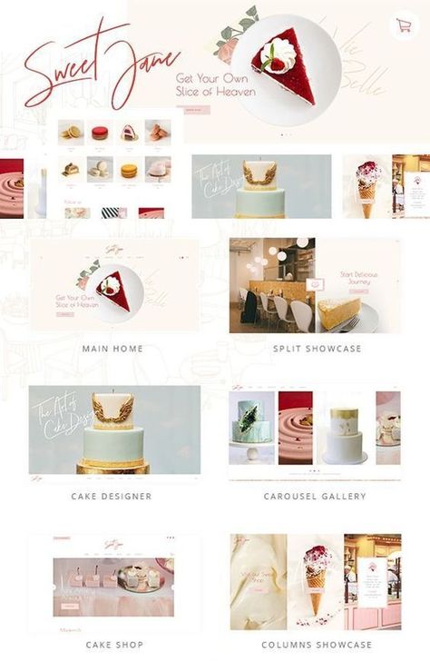 Sweet Jane - Cake Shop WordPress Theme. A charming food website template packed with a delicious collection of home and inner home pages great for every cake shop or pastry shop. It also comes with 25+ stunning portfolio styles so you can present your sweets and cakes in details. Fully responsive design. SEO optimized web design. #WordPress #cake #baking #food #culinary #recipe #chocolate #confectionery #pastry #cuisine #gourmet #sweet #responsivedesign #wordpresstheme #websitedesign #webdesign Bakery Portfolio, Cake Portfolio, Restaurant Themes, Sweet Magic, Font Packs, New Cake, Food Website, Simple Table, Pastry Shop