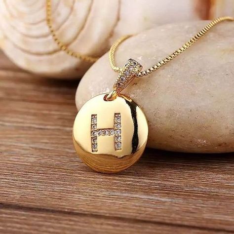 Jewel Pendant Necklace, H Alphabet, Letter Charm Necklace, Initial Letter Necklace, Stylish Alphabets, Letter Jewelry, Gold Letter Necklace, Letter Pendant Necklace, English Letters