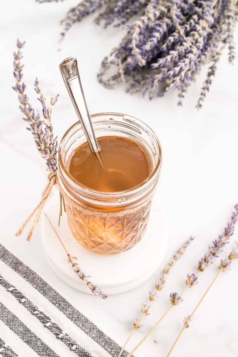 Lavender Simple Syrup, Lavender Syrup, Lavender Honey, Honey Syrup, Simple Syrup, Real Flowers, Liqueur, Simple Ingredient, Syrup