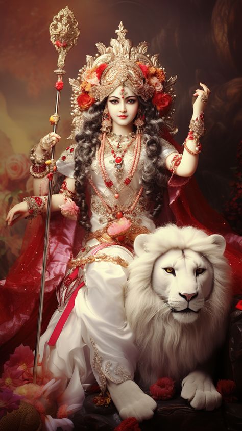 a principal form of the Goddess, also known as Devi and Shakti. Maa Shakti, Navratri Devi Images, Maa Durga Photo, Durga Picture, Devi Images Hd, Aadi Shakti, Happy Navratri Images, Shakti Goddess, Durga Images