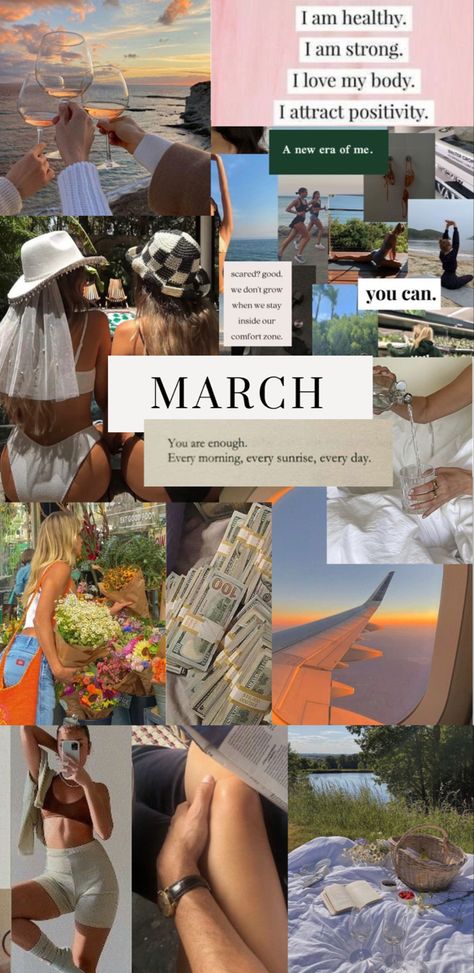 March 
Vision Board
Motivation 
Reminders 
Goals March Birthday Wallpaper, March 2024 Vision Board, Wallpaper For March, March Quotes Aesthetic, March Vibes Wallpaper, Janani Core, March Asthetic Picture, Spring Vision Board Aesthetic, April Mood Board Aesthetic