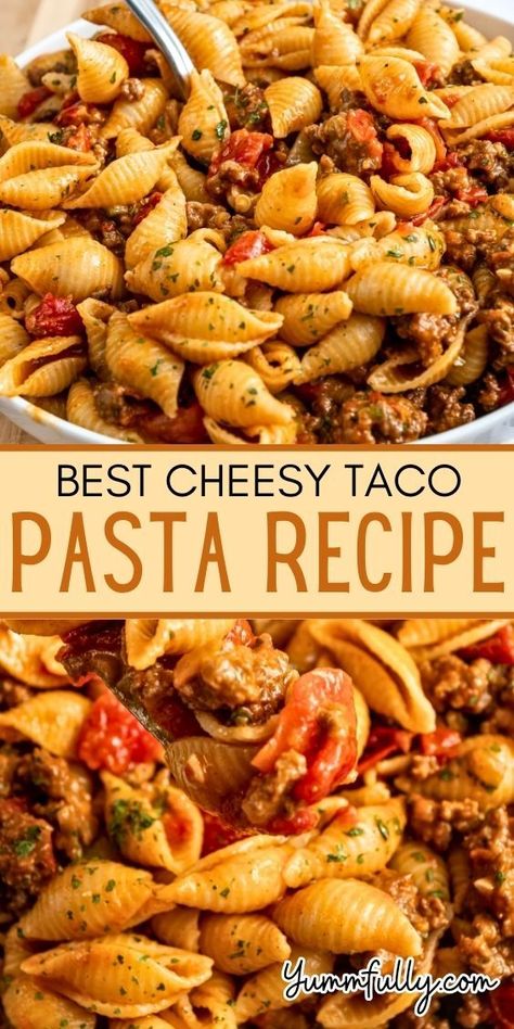 Experience the perfect combination of two beloved comfort foods with this Cheesy Taco Pasta Recipe, where seasoned ground beef, zesty taco flavors, and gooey cheese come together in a one-pot pasta dish that’s sure to please. If you’re ready to delight in this flavorful combination or explore a range of delicious recipes, click here for a culinary adventure that will keep your taste buds satisfied and coming back for more! Taco Pasta Recipe, Cheesy Taco Pasta, Taco Pasta Recipes, Ground Beef Pasta Recipes, Top Dinner Recipes, Cheesy Pasta Recipes, Beef Pasta Recipes, Ground Beef Pasta, Taco Pasta