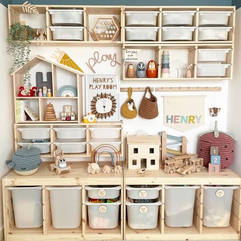 Nursery Lighting Ideas, Ikea Kids Playroom, Organize A Playroom, Playroom On A Budget, Trofast Ikea, Ikea Kids Room, Dreamy Nursery, Toddler Boy Room Decor, Peaceful Space