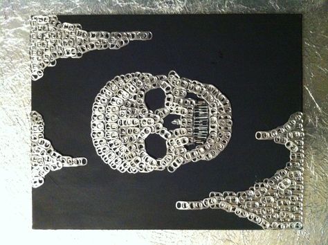 Original piece by me. Canvas, paint, hot glue, coke tabs Coke Can Tabs Crafts, Soda Tab Art Projects, Art With Soda Cans, Pop Can Tabs Crafts, Things To Make Out Of Soda Can Tops, Pop Can Tab Crafts Diy, Things To Make With Hot Glue Aesthetic, Coke Can Art, Can Tap Diy