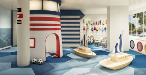 image New York Studio Apartment, Manhattan House, Cube Furniture, Luxury Apartment Building, Kindergarten Interior, Battery Park City, Kids Play Spaces, Cool Kids Rooms, Battery Park