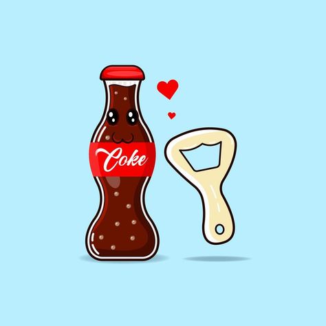 cute coke and bottle opener. fast food icon concept isolated flat cartoon style Coke Bottle Drawing, Fast Food Icon, Bottle Drawing, Food Icon, Coke Cola, Coke Bottle, Circle Ring, Cartoon Style, Cartoon Drawings