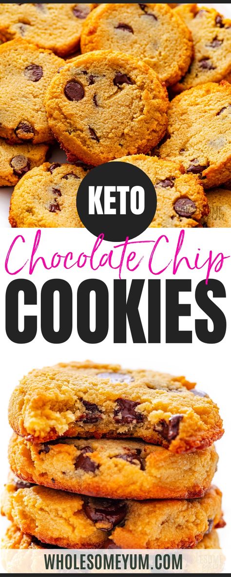 The best keto chocolate chip cookies, with just 6 ingredients! This easy sugar free chocolate chip cookies recipe has only 2g net carbs each. Keto Chocolate Chip Cookie Recipe, Keto Rules, Low Carb Chocolate Chip Cookies, Keto Baking, Keto Cookie Recipes, Keto Lasagna, Keto Chocolate Chip Cookies, Cake Mug, Keto Chocolate Chips