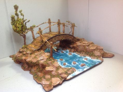 Miniature Bridge, Fairy Garden Flowers, Fairy House Crafts, Baby Play Activities, Easy Love Drawings, Christmas Village Display, Family Diy, Branch Decor, Christmas Nativity Scene