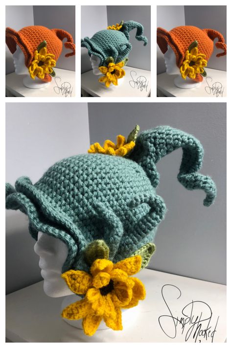 Sunflower Pixie Hat Crochet Pattern - Crochet & Knitting Crochet Butterfly Hat Free Pattern, Fun Hats Crochet, Flower Beanie Crochet Pattern, Crochet Fairy Flower Hat, Free Mushroom Hat Crochet Pattern, Crochet Flower Fairy Hat Free Pattern, Crochet Fairy Hat Pattern, Crochet Fairy Hat Pattern Free, Crazy Crochet Hats