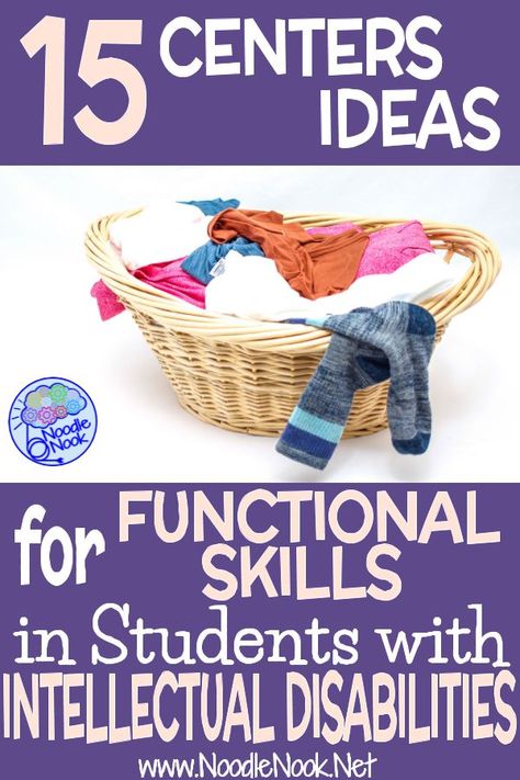 Sped Activities Ideas, Life Skills Ideas For Special Needs Students, Functional Living Skills Activities, Functional Life Skills Curriculum, Essential Skills Classroom, Life Skills Classroom Set Up High School, Life Skills Centers Special Education, Dcd Classroom Special Education, Work Boxes Special Education Life Skills