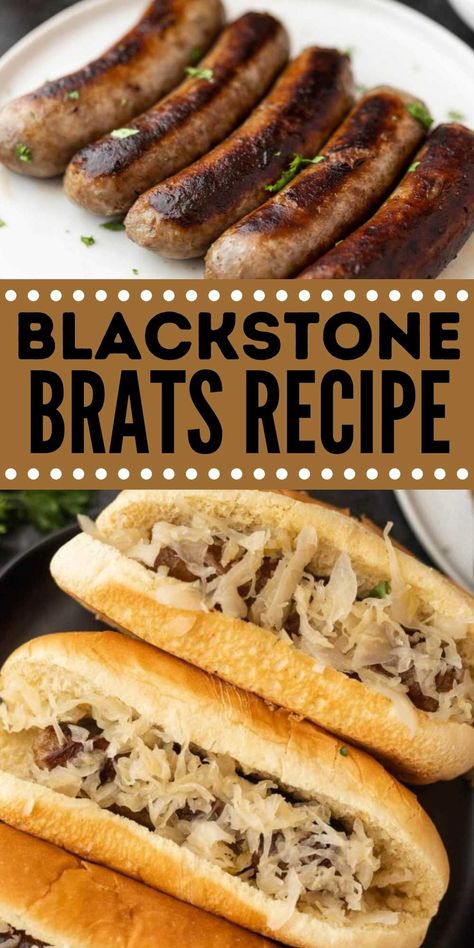 Blackstone Brats, Blackstone Sausage, Meats To Grill, Meat To Grill, Brats Recipe, Outdoor Griddle Recipes, How To Cook Brats, Grilled Brats, Griddle Cooking Recipes