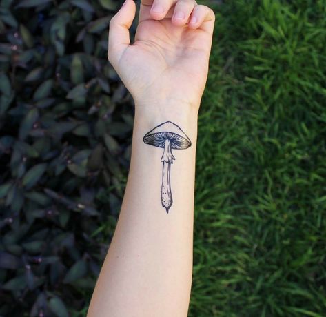 Magic mushroom tattoo Mushroom Tattoo Ideas, Tattoo Ideas Simple, Mushroom Tattoo, Mushroom Tattoos, Nature Tattoo, Simple Tattoo Designs, Wild Mushroom, Temporary Tattoo Designs, Tattoo Removal