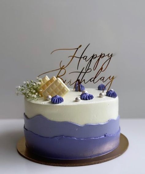 Simple Girly Cake, Simple Floral Cake Design, Cake Ideas Engagement, Cute Purple Cake, Blueberry Cake Design, Cat Cupcake Cake, Blueberry Cake Decoration, Simple Aesthetic Birthday Cakes, Purple Cake Designs Birthday