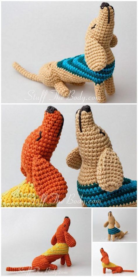 Free Knitted Animal Patterns English, Crochet Dashound, Dachshund Amigurumi Free Pattern, Daschund Crochet Pattern Free, Dachshund Crochet Pattern Free, Crochet Dogs Free Patterns, Dog Amigurumi Free Pattern, Pattern Free Amigurumi, Crochet Flats