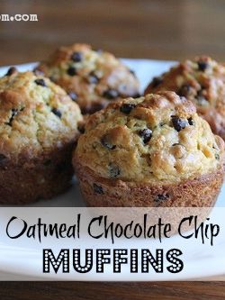 These Oatmeal Chocolate Chip Muffins are so easy to whip up, they are hearty & delicious, and they freeze well, too! Tea Breads, Oatmeal Chocolate Chip Muffins, Chocolate Chip Muffin, Oatmeal Chocolate Chip, Oatmeal Chocolate, Flour Recipes, Chocolate Chip Muffins, Breakfast Muffins, Köstliche Desserts