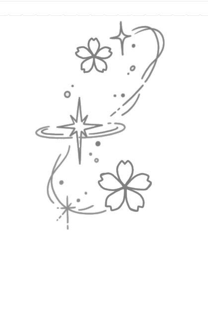 Easy To Draw Flowers Doodles, Cute Genshin Doodles, Pretty Flower Drawings Simple, Fairy Doodles Easy, Cute Flowers To Draw, Simple Tattoos Designs, Sakura Doodle, Genshin Doodles, Silouttes Art