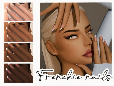 Sims 4 French Nails Cc, Maxis Match Nails Sims 4, Sims 4 Cc Female Nails, Sims 4 Nails Maxis Match, Sims 4 Nails Cc Maxis Match, Frenchie Nails, Sims Nails, Cc Nails, Sims 4 Nails