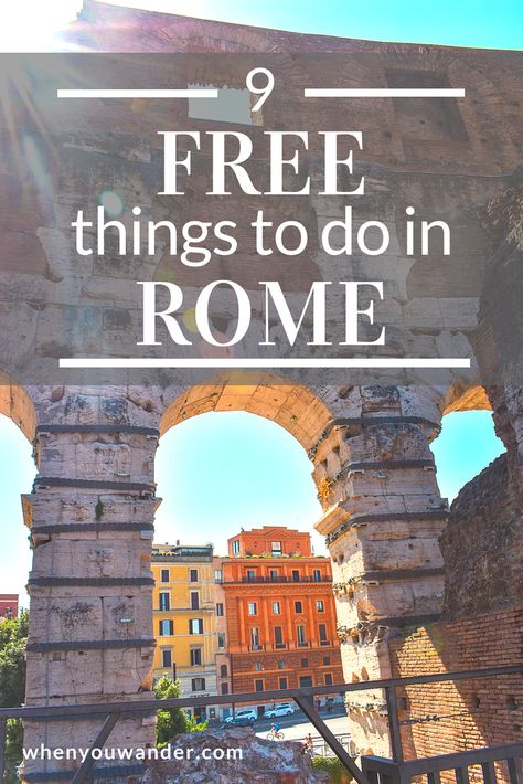 Free things to do in Rome abound. Even if you’re budget traveling there are numerous fountains, churches, art, architecture, and history to soak up. Here are our recommendations for the top 9 free things to do in Rome. #traveltips #free #thingstodo #rome #italy #budgettravel #travelguide #coloseum #romanforum #trevifountain #trastevere #travelplanning Rome Must Do, Rome Must See Things To Do, Best Free Things To Do In Rome, Must See Rome, Rome Sights, Free Things To Do In Rome, Italy Trip Planning, Rome Itinerary, Day Trips From Rome