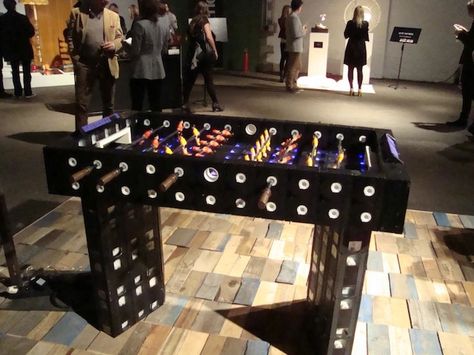 vhs coffee table | vhs tape foosball VHS Tape Foosball Table Vhs Ideas, Vhs Tape Case, Vhs Crafts, Weird Gadgets, Football Table, Foosball Table, Foosball, Recycled Projects, Upcycle Recycle