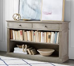 Livingston Medium Media Suite with Glass Doors | Pottery Barn Table Under Mounted Tv, Under Mounted Tv, Pottery Barn Livingston, Patio Table Redo, Pottery Barn Table, Barn Table, Reclaimed Wood Console Table, Wood Console Table, Room Planner