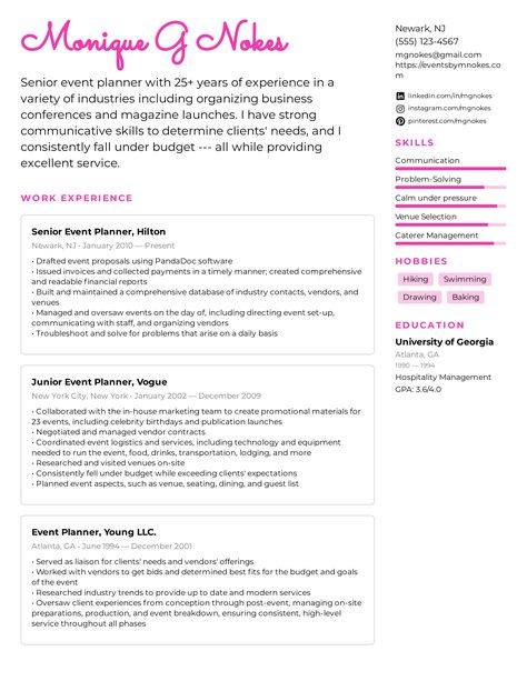 Event planners are wowing industries like wedding services to hotels to Forbes 500 companies with our resume samples and career advice. Event Coordinator Resume, Event Planner Resume, Customer Service Resume, Resume Objective Statement, Event Proposal, Good Cv, Resume References, Cv Template Word, Resume Objective