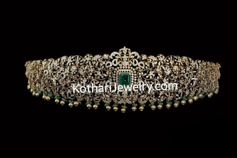 South Indian Close Setting Look In Open Setting Diamond Vaddanam Closed Setting Diamond Vaddanam, Diamond Hip Belt, Polki Vaddanam, Diamond Ottiyanam, Diamond Oddiyanam, Diamond Vaddanam Design, Hip Chains, Diamond Vaddanam, Polki Bracelet