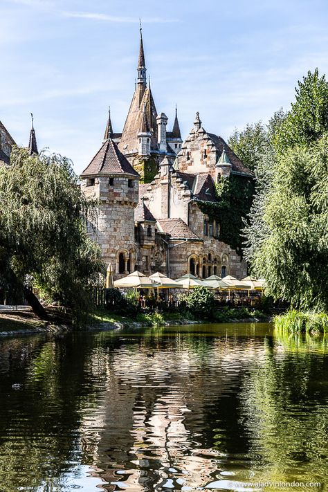 Vajdahunyad Castle in Budapest, Hungary. This is one of the best places to see in Budapest. Click through for more pictures on the A Lady in London blog.   #budapest #castle #hungary Vajdahunyad Castle Budapest, Budapest Pictures, Hungarian Aesthetic, Hungary Castle, Budapest Hungary Aesthetic, Hungary Aesthetic, Budapest Castle, Budapest Aesthetic, Vajdahunyad Castle