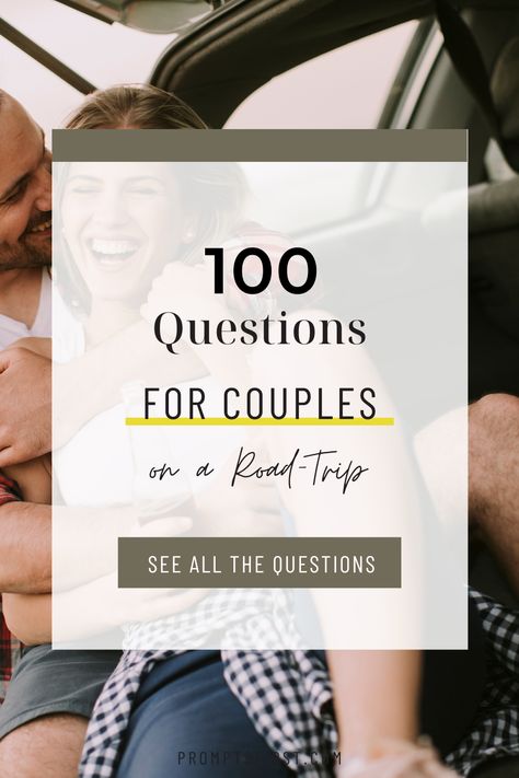 Question Starters For Couples, Road Trip Date Ideas, 20 Questions For Couples Fun, Road Trip Conversation Couples, Questions For Road Trip, Road Trip Couples Games, Romantic Road Trip Couple, Couple Road Trip Games, Road Trip For Couples