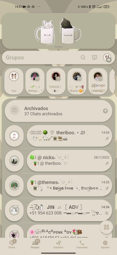 WhatsApp Delta tema beige beige theme by theriboo Whatsapp Name Ideas For Myself, Cute Themes Aesthetic, Whatsapp About Ideas, Whatsapp Template, Network Aesthetic, Whatsapp Delta Themes, Header Wallpaper, Delta Themes, Whatsapp App