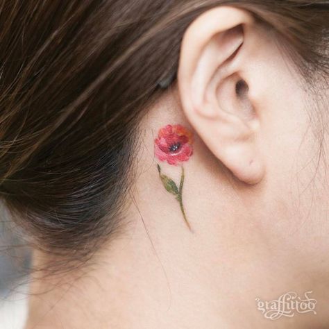 Poppy Flower Tattoo, Poppy Tattoo, Tato Henna, Small Rose Tattoo, Poppies Tattoo, Tattoos For Women Flowers, Tattoos For Women Half Sleeve, Tattoo Kits, Waves Tattoo