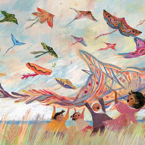 Kite Illustration Art, Kite In The Sky, Kite Illustration, Flying Illustration, Kite Art, Imagination Illustration, Flying Kite, Fly Art, Sky Illustration