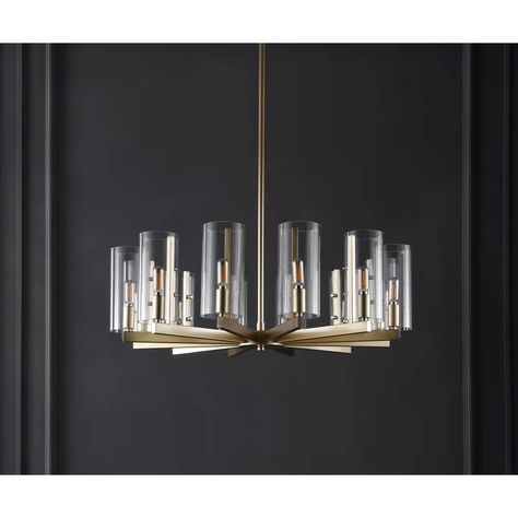 Willa Arlo Interiors Coulter Gold Chandelier | Wayfair Chandelier Store, Chandelier Glass, Chandelier Metal, Dining Room Light Fixtures, Wagon Wheel Chandelier, 5 Light Chandelier, Contemporary Chandelier, Sputnik Chandelier, Beautiful Chandelier