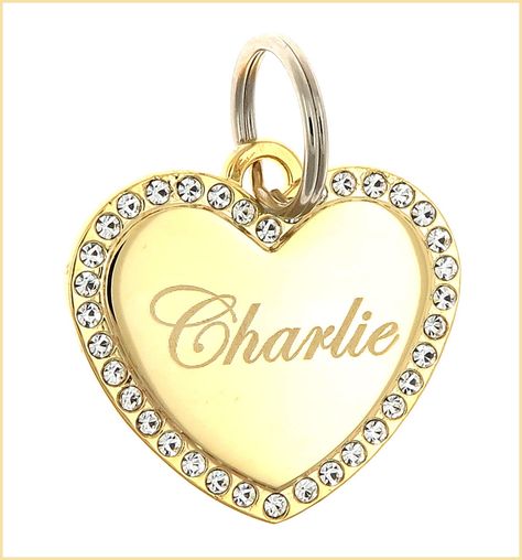 Custom Engraved Personalized Gold-Plated Medium Heart Rhinestones Pet Jewelry Cat Dog ID Tag for Casual Use Royal Canin Cat Food, Fancy Dog Collar, Royal Canin Dog Food, 4 Kittens, Purina Dog Food, Best Puppy Food, Puppy Girl, Cats Food, Green Bay Packers Shirts