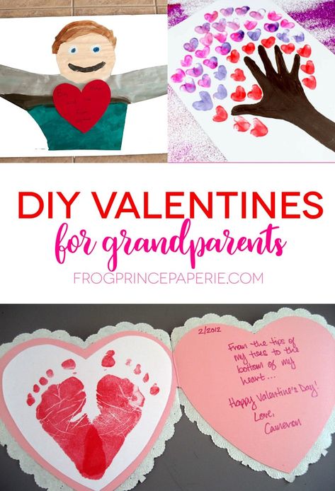 DIY Valentines for Grandparents Valentine Gifts From Kids, Valentines For Grandparents, Valentines Baby Crafts, Diy For Grandparents, Toddler Valentine Cards, Valentines For Students, Baby Valentines Gifts, Gifts Grandparents, Valentine Gift For Dad